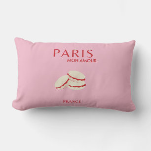 Abstract Retro Pastel Paris Pink ans Pastel Travel Lumbar Pillow