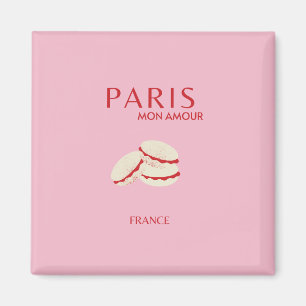 Abstract Retro Pastel Paris Pink ans Pastel Travel Magnet