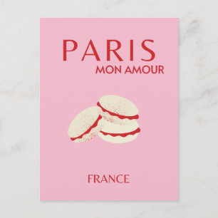 Abstract Retro Pastel Paris Pink Pastel Travel Art Postcard
