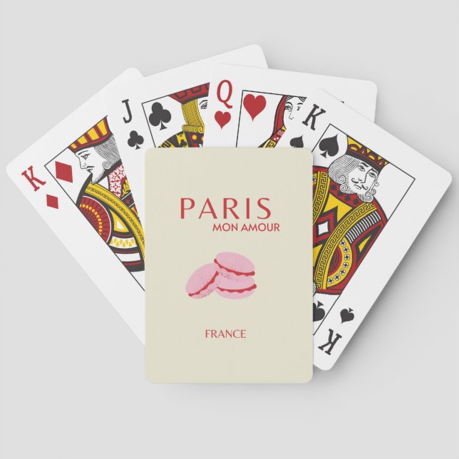 Abstract Retro Pastel Paris Travel Art Playing Cards (Back)