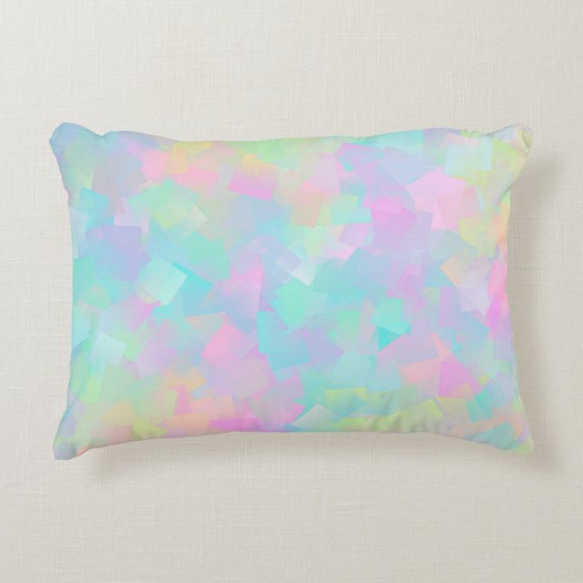 Abstract retro pattern of geometric shapes in pink accent pillow (Front)