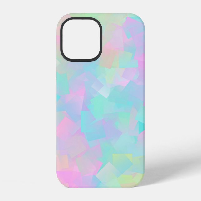 Abstract retro pattern of geometric shapes in pink iPhone case (Back)