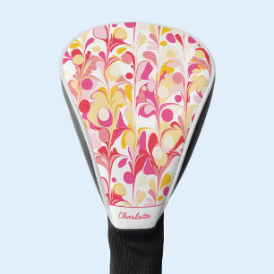 Abstract Retro Pattern Pink Personalized Golf Head Cover