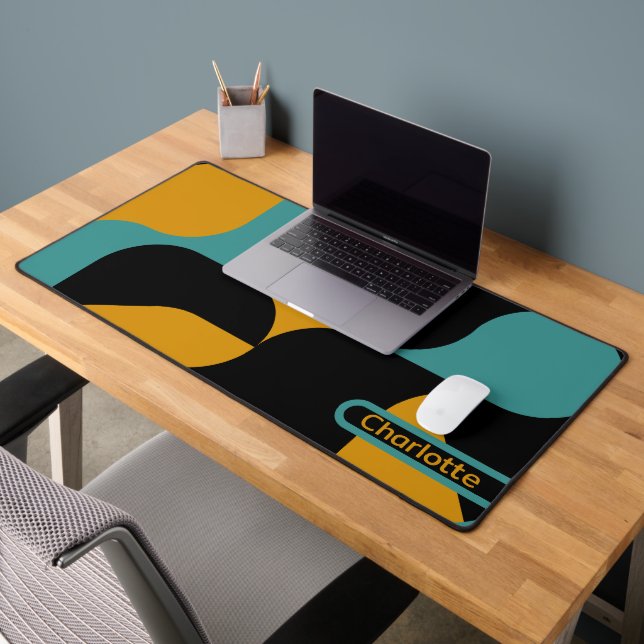 Abstract Retro Patterned Personalized Desk Mat (Office 2)