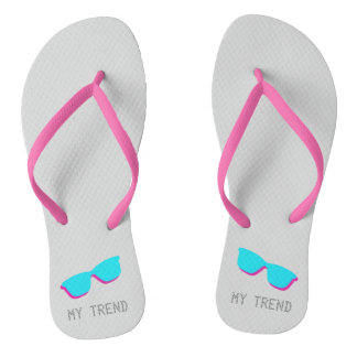 Abstract Retro Pop Art - Turquoise & Pink Glasses Flip Flops