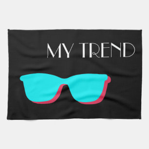 Abstract Retro Pop Art - Turquoise & Pink Glasses Kitchen Towel