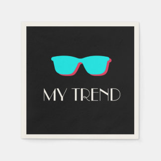 Abstract Retro Pop Art - Turquoise & Pink Glasses Napkin