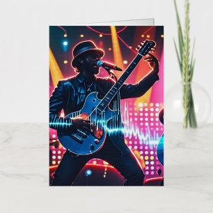 Abstract retro pop musical instruments foil greeting card