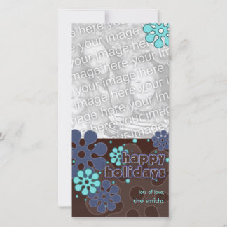 Abstract Retro Snowflakes Photo Card in Blues