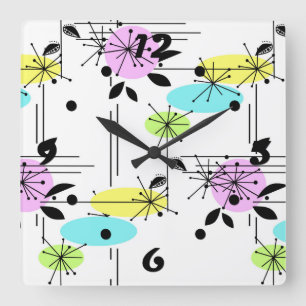 Abstract retro square wall clock