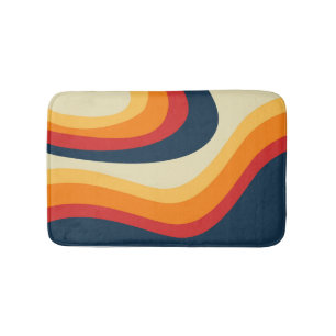 Abstract retro style waves design bath mat