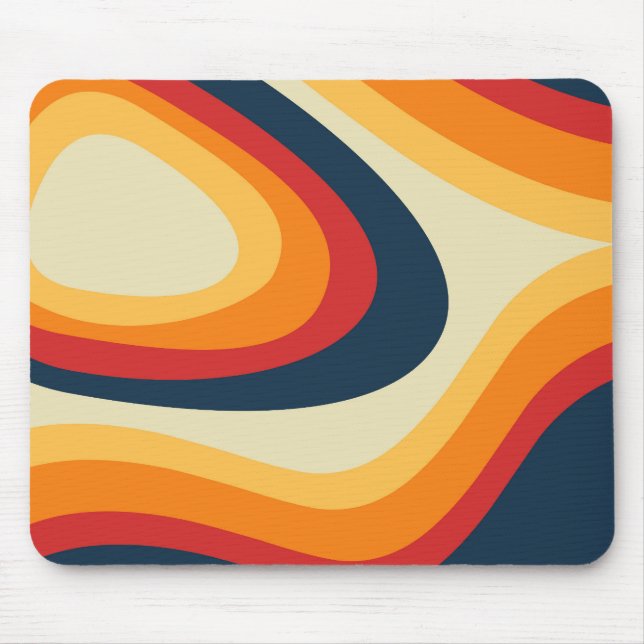 Abstract retro style waves design mouse pad (Front)