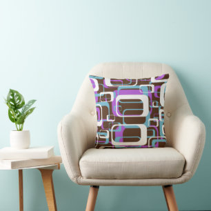 Abstract Retro Swinging 60s Geometric Pattern Throw Pillow