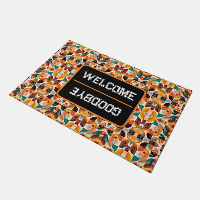 Abstract Retro Trendy Squares Collection Doormat (Angled)