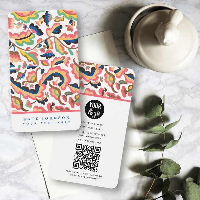 Abstract Retro Vintage Social Media QR Code Logo Business Card (Abstract Retro Vintage Social Media QR Code Logo Business Card)