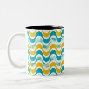 abstract retro wave pattern Two-Tone coffee mug
