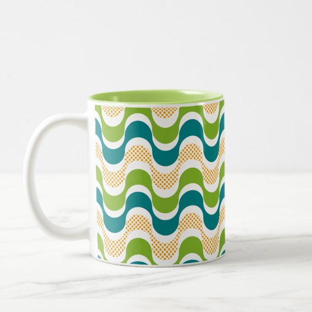 abstract retro wave pattern Two-Tone coffee mug (Left)