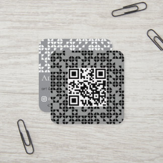 abstract ribbon grid custom modern square business card
