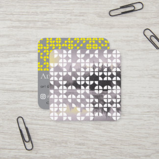 abstract ribbon grid custom modern square business card