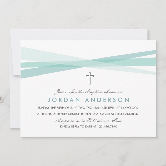 Abstract Ribbons Baptism Invite (Front)