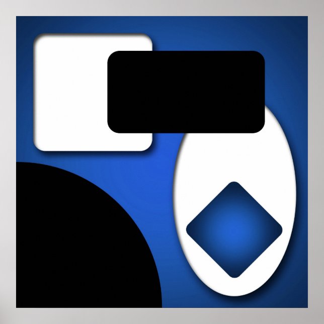 Abstract Rich Modern Blue Shapes AP0006 Poster (Front)