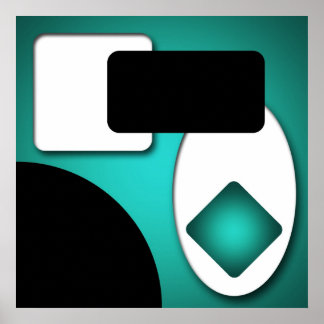 Abstract Rich Modern Teal Shapes AP0006 Poster