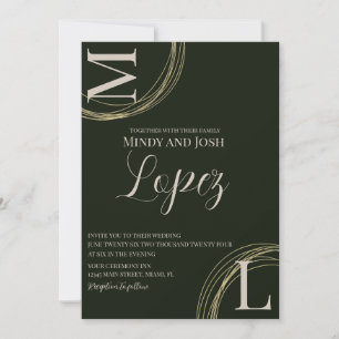 Abstract Rings Script Monogrammed Wedding  Invitation