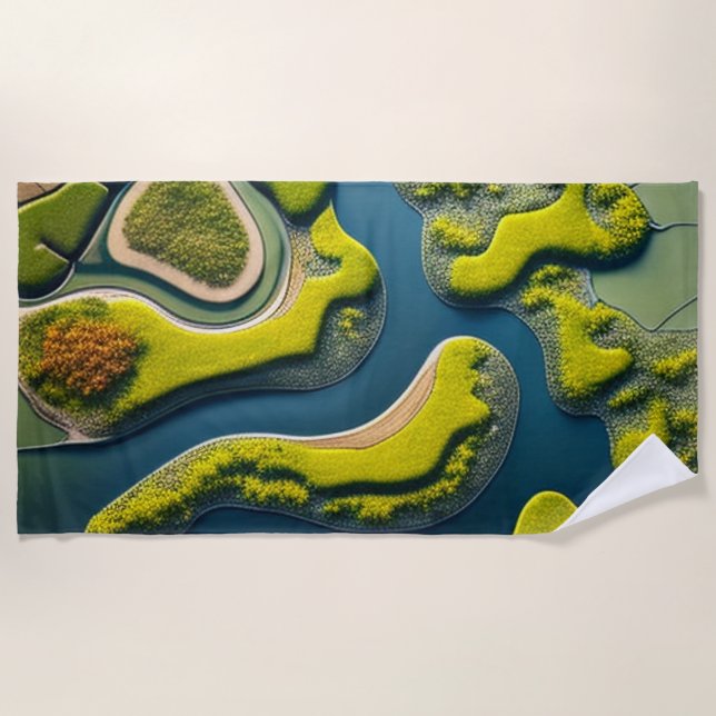 Abstract River Estuary Beach Towel (Front)