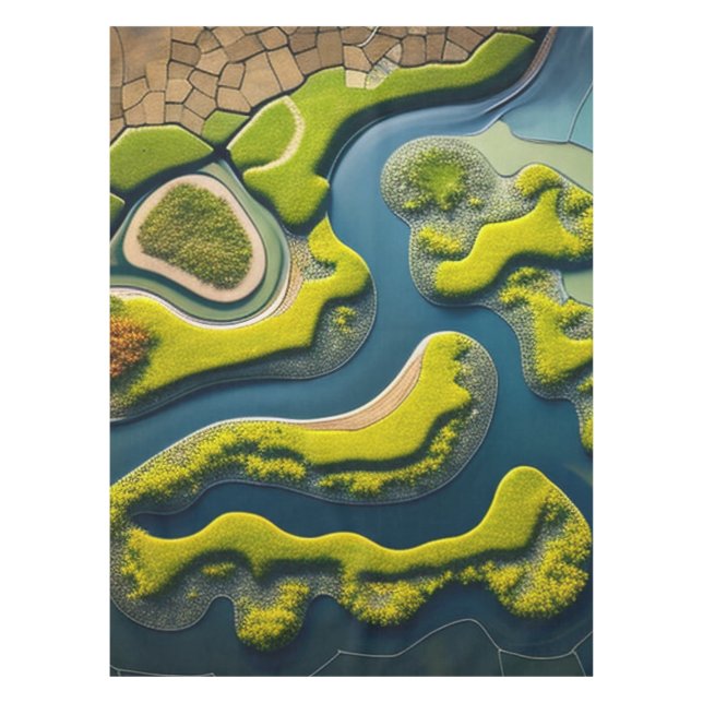 Abstract River Estuary Tablecloth (Front)