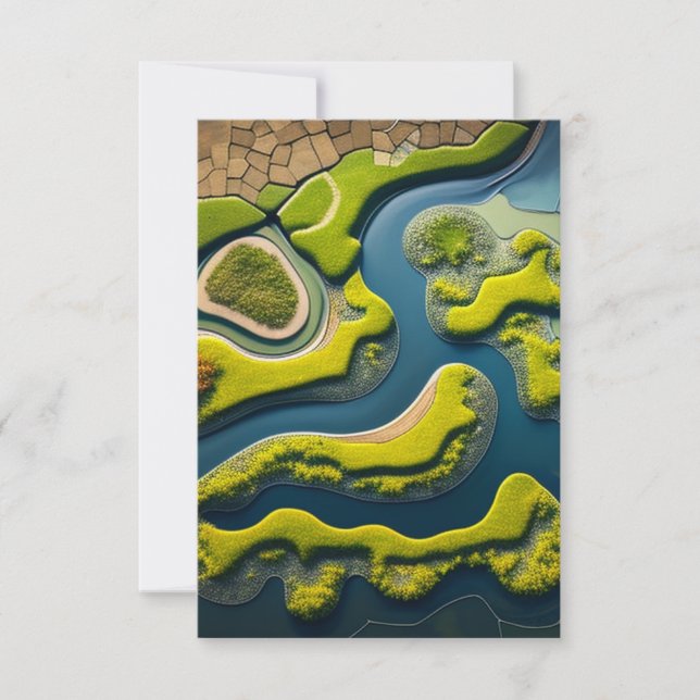 Abstract River Estuary Thank You Card (Front)