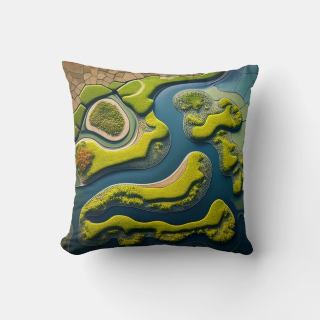Abstract River Estuary Throw Pillow (Front)