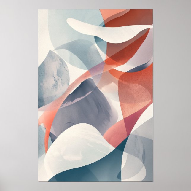 Abstract Rock Grey and Red Modern  Poster (Front)