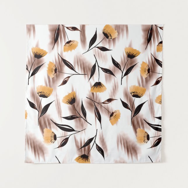 Abstract Romantic Floral Watercolor Pattern Tapestry (Front)