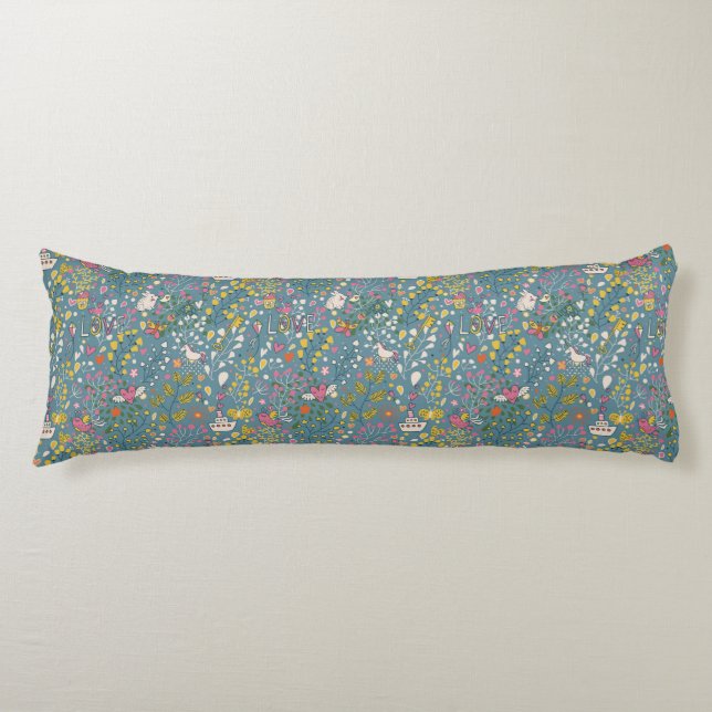 Abstract romantic pattern with cartoon body pillow (Front)