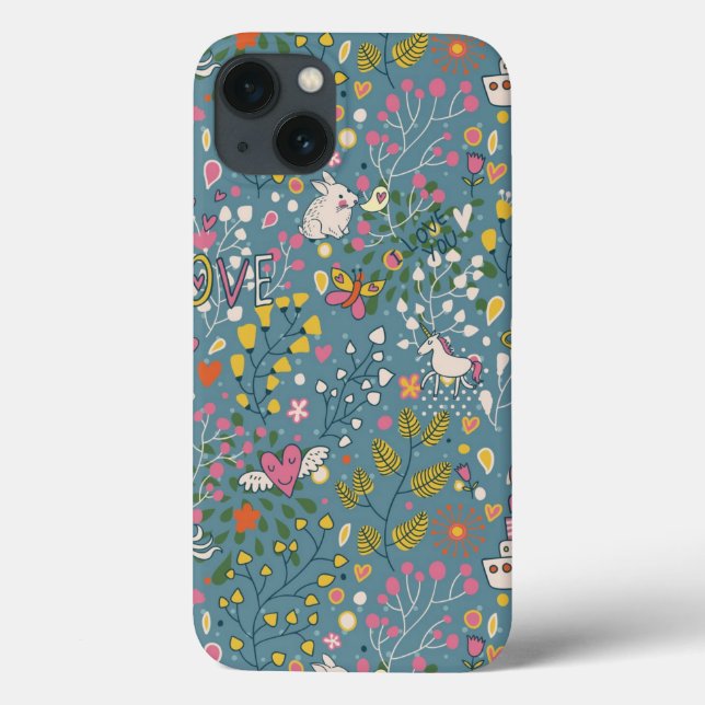 Abstract romantic pattern with cartoon Case-Mate iPhone case (Back)
