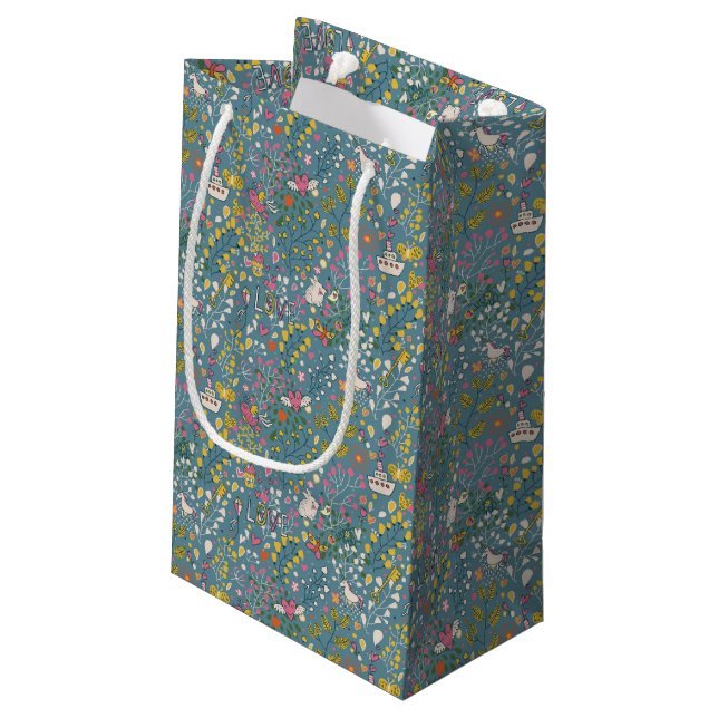 Abstract romantic pattern with cartoon small gift bag (Back Angled)