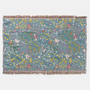 Abstract romantic pattern with cartoon throw blanket