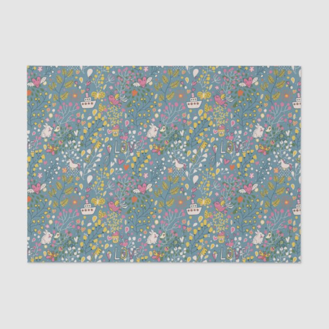 Abstract romantic pattern with cartoon tissue paper (Front)