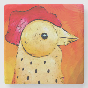 Abstract Rooster 4 Stone Coaster