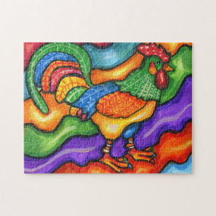 Abstract Rooster Bird Animal Colourful Art  Jigsaw Puzzle
