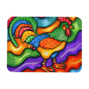 Abstract Rooster Bird Animal Colourful Art  Magnet