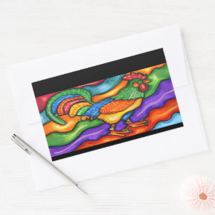 Abstract Rooster Bird Animal Colourful Art Sticker