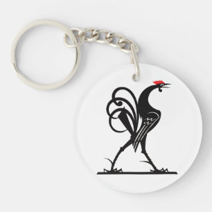 Abstract Rooster Silhouette Art Keychain