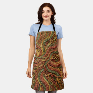 Abstract Root Network Earth Tone Thread Apron