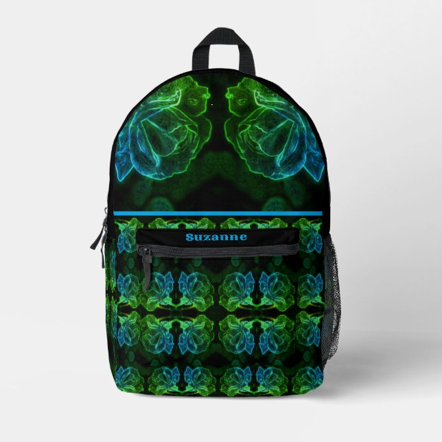 Abstract Rose Fantasy Flower Personalized Printed Backpack (Front)