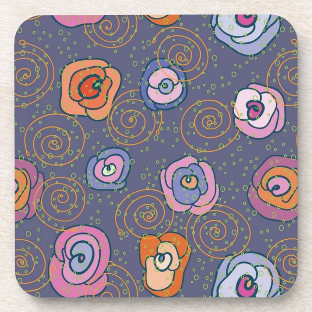 Abstract rose field pattern coaster (Front)