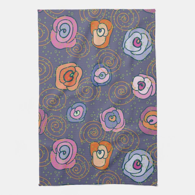 Abstract rose field pattern kitchen towel (Vertical)