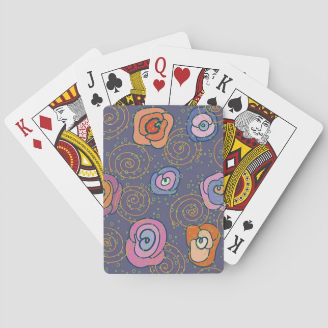 Abstract rose field pattern playing cards (Back)