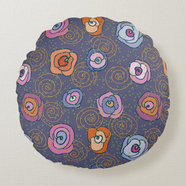 Abstract rose field pattern round pillow (Front)