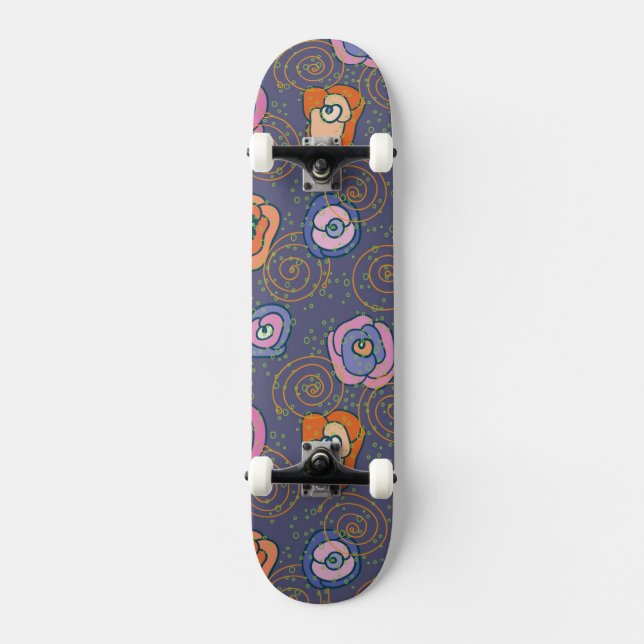 Abstract rose field pattern skateboard (Front)